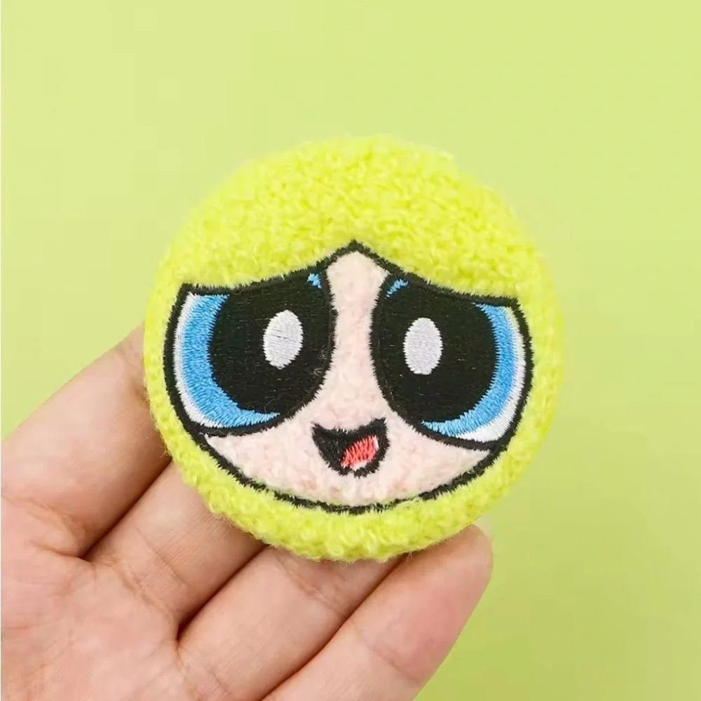 3/$33 Power Puff Girls Character Bubbles Fuzzy Texture Embroidered Button Pin